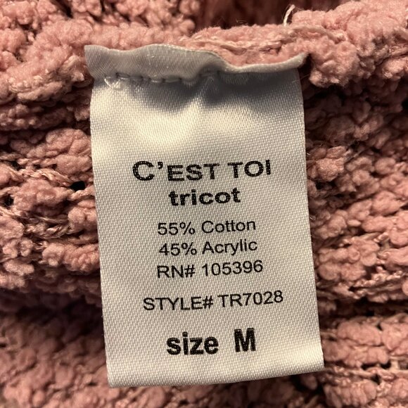 C'est Toi Tricot Open Front Cardigan Sweater Dusty Pink Size Medium🙂 - Picture 3 of 7